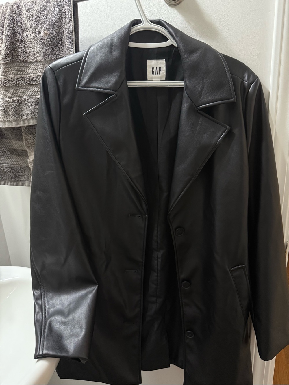 GAP Black Faux Leather Blazer